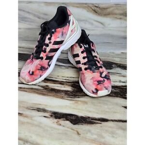 Adidas ZX Flux Torsion Women Pink Black Hibiscus Floral Print Sneakers Low Top